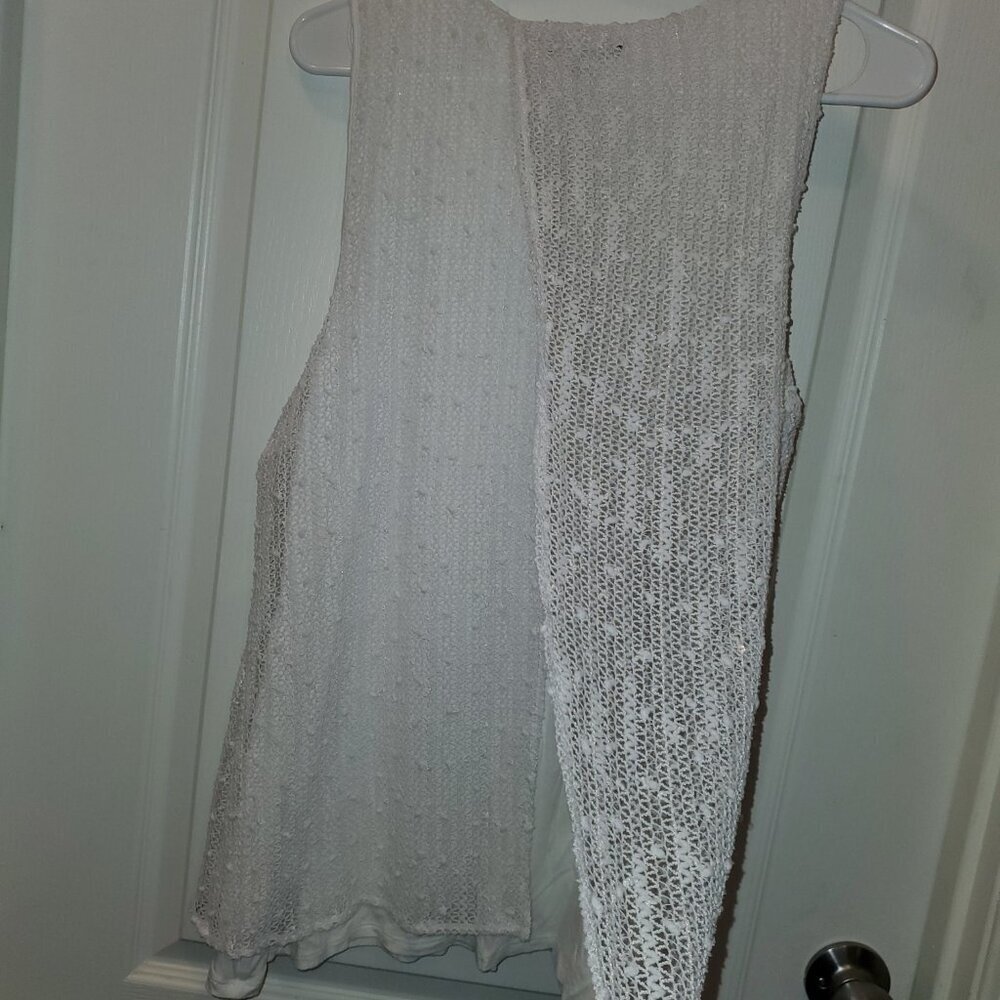 Alfani White Sleeveless Crochet Textured Knit Tank Top – Large - Picture 7 of 9